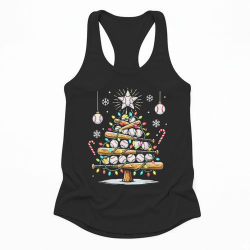 Baseball Christmas Tree Lights Flowy Tank - Sportilla