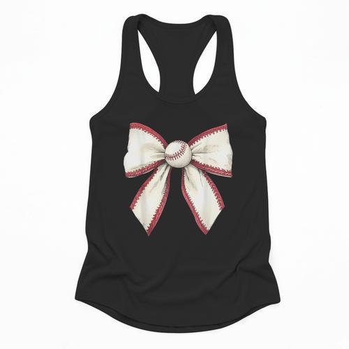 Baseball Coquette Bow Cute Baseball Game Flowy Tank - Sportilla