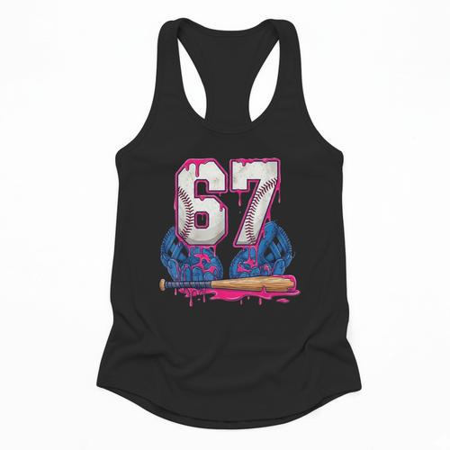 Baseball Drip 67 Meme Six Seven 6-7 Gen Alpha Slang Flowy Tank - Sportilla