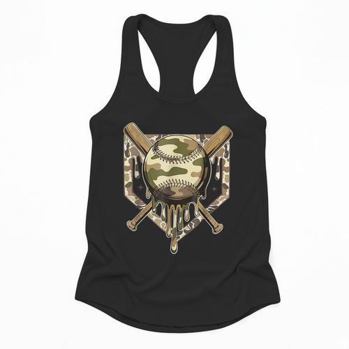 Baseball Drip For Boys Ice Cream Dripping Boys Baseball Camo Flowy Tank - Sportilla
