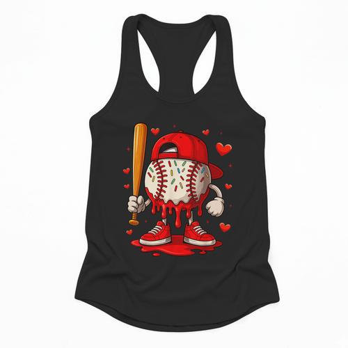 Baseball Drip Ice Cream Apparel Boys Kids Valentines Day Flowy Tank - Sportilla