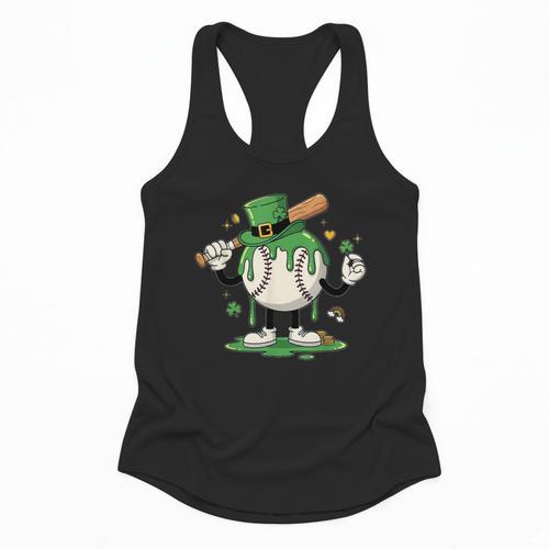 Baseball Drip Ice Cream Boys Kids Shamrock St Patricks Day Flowy Tank - Sportilla