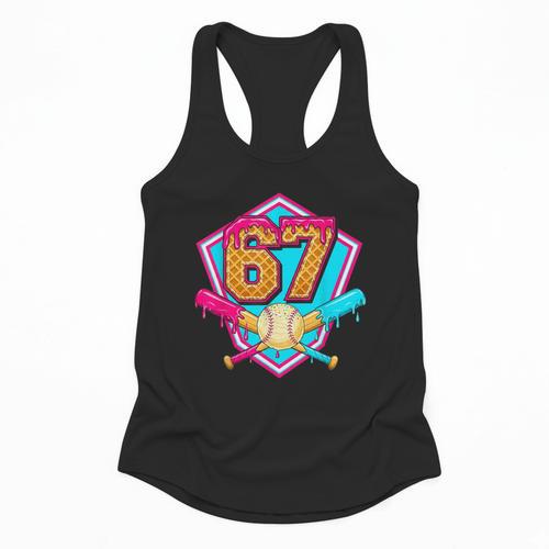 Baseball Drip Jersey Number 67 For Players & 67th Birthday Flowy Tank - Sportilla
