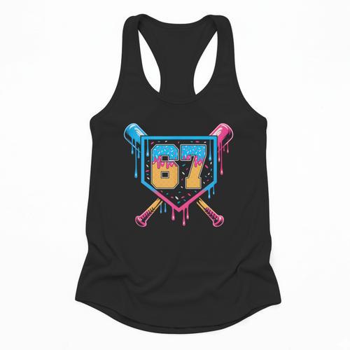 Baseball Drip Number 67 Player Or 67Th Birthday Flowy Tank - Sportilla
