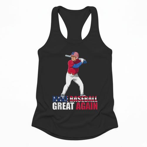 Make Baseball Great Again Donald Trump Baseball Flowy Tank - Sportilla
