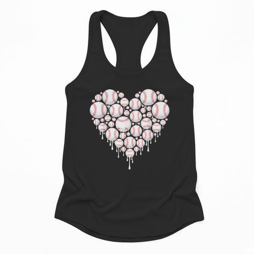 Baseball Heart Drip Valentine's Day Baseball Lover Boys Men Flowy Tank - Sportilla
