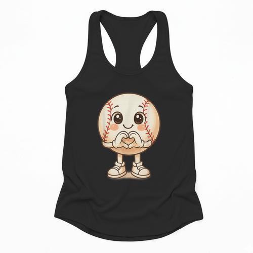 Baseball With Heart Hands Love Cute Baseball Flowy Tank - Sportilla