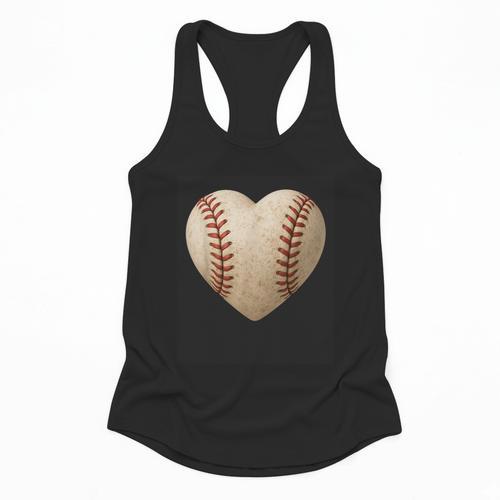 Baseball Heart Shape Valentines Day Love Boys Kids Men Flowy Tank - Sportilla