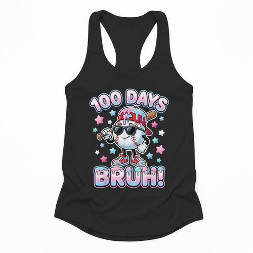 Baseball Ice Cram Drip 100 Days Of School 100th Boys Youth Flowy Tank - Sportilla