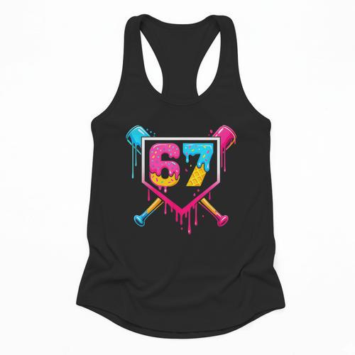 Baseball Ice Cream Drip 67 Meme Six Seven 67th Birthday Flowy Tank - Sportilla