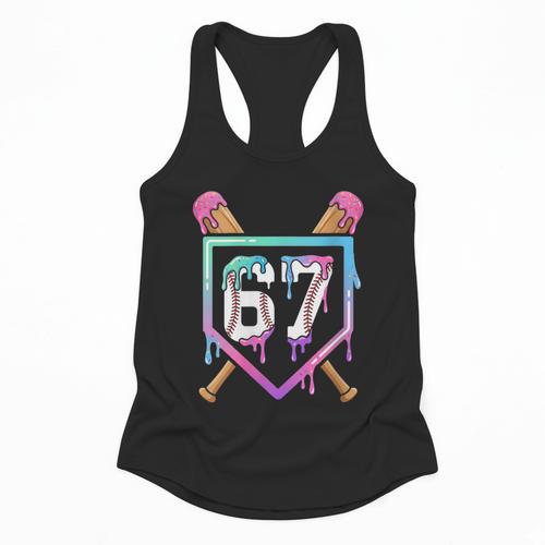 Baseball Ice Cream Drip 67 Player Dabbing Six Seven Boys Flowy Tank - Sportilla