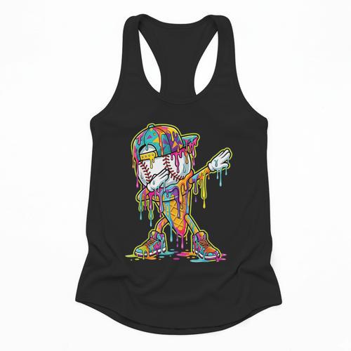 Baseball Ice Cream Dripping Dabbing Baseball Drip Flowy Tank - Sportilla