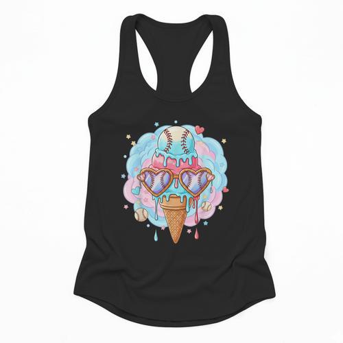 Baseball Ice Cream Heart Sunglasses Youth Boys Valentine Flowy Tank - Sportilla