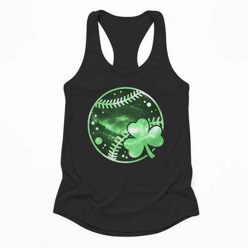 Baseball Irish Shamrock Lucky Clover St Patricks Day Boys Flowy Tank - Sportilla