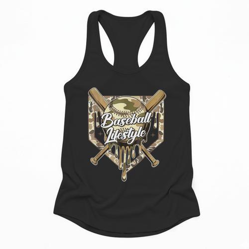 Baseball Life Lifestyle Home Plate Camo Ice Cream Drip Kids Flowy Tank - Sportilla