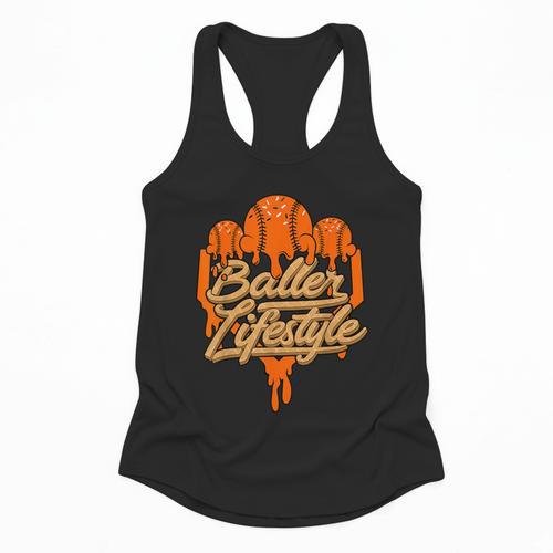 Baseball Lifestyle Home Plate Orange Ice Cream Drip Men Boys Flowy Tank - Sportilla