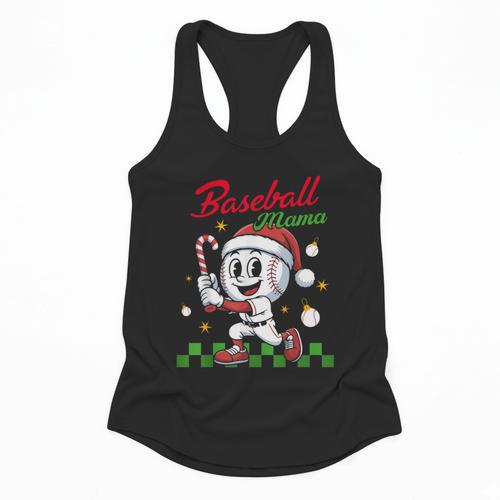 Baseball Mama Christmas Santa Hat Xmas Softball Mom Flowy Tank - Sportilla