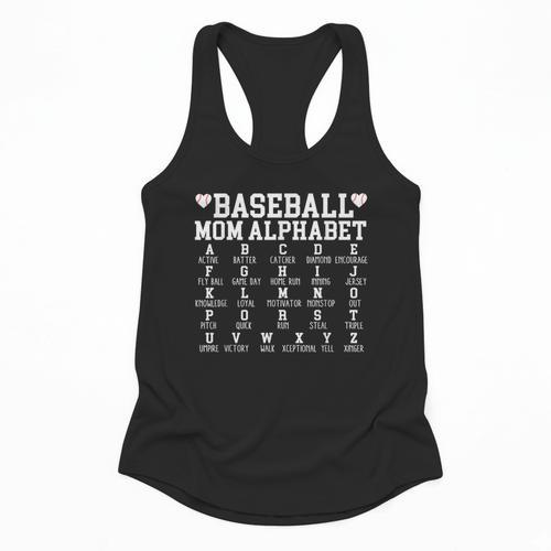 Baseball Mom Alphabet Mommy Mother's Day Motivational Saying Flowy Tank - Sportilla