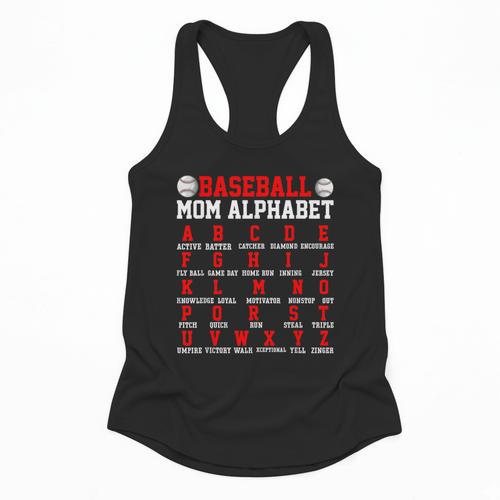 Baseball Mom Alphabet Parent Mama Player Game Sport Fan Flowy Tank - Sportilla