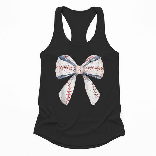 Baseball Mom Coquette Bow Baseball Mama Flowy Tank - Sportilla