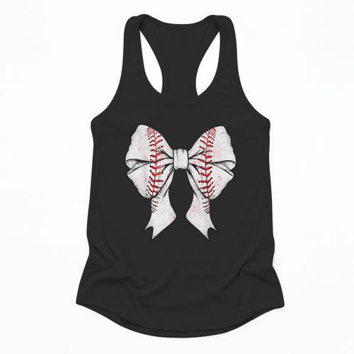 Baseball Mom Coquette Bow Mother's Day Baseball Mom Tees Flowy Tank - Sportilla