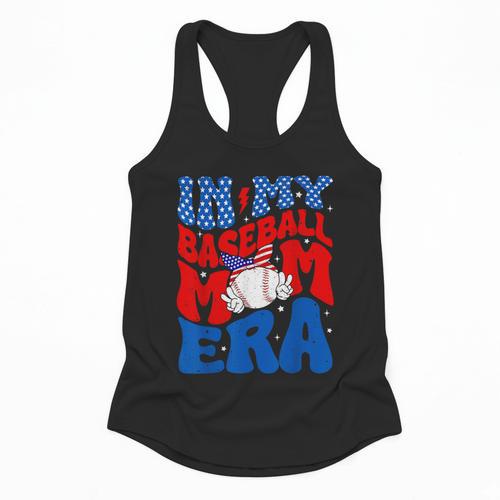 In My Baseball Mom Era Groovy Baseball Mother's Day US Flag Flowy Tank - Sportilla