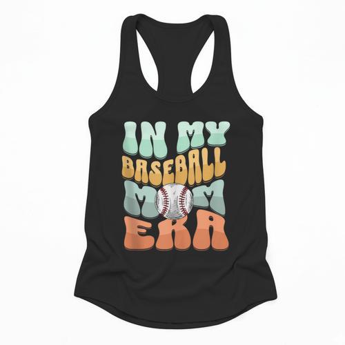 In My Baseball Mom Era Retro Groovy Style Sports Mama Flowy Tank - Sportilla
