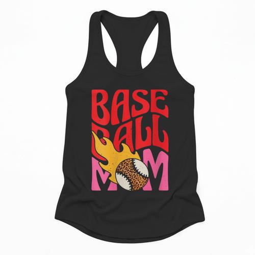 Baseball Mom Game Day Trendy Pink Leopard Mama Flowy Tank - Sportilla