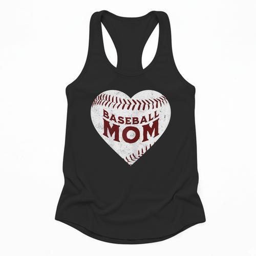 Baseball Mom Heart Love Mother's Day Game Day Support Flowy Tank - Sportilla