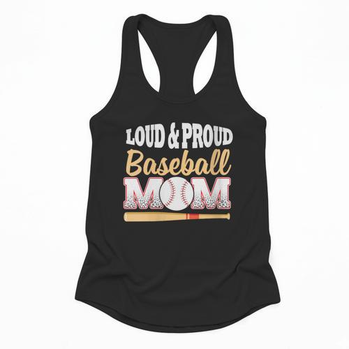 Baseball Mom Leopard Print Loud And Proud With Ball & Bat Flowy Tank - Sportilla