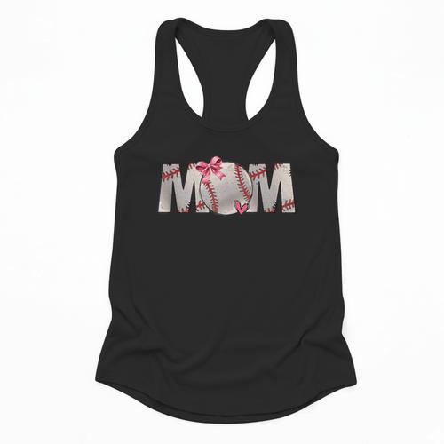 Baseball Mom With Pink Bow Flowy Tank - Sportilla
