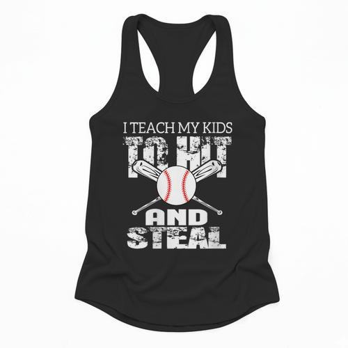 Baseball Mom Quote I Teach My Kids To Hit And Steal Flowy Tank - Sportilla