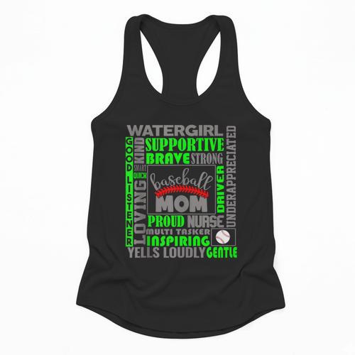 Baseball Mom Traits For Great Mothers Grey And Green Flowy Tank - Sportilla