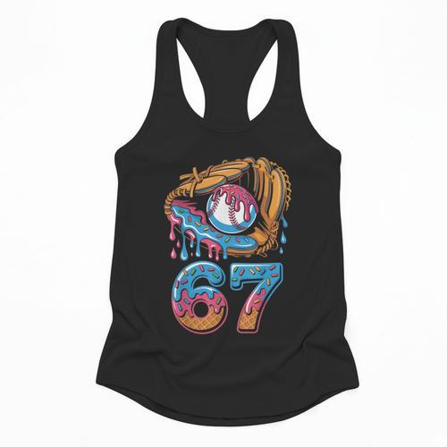 Baseball Player 67 Number 67th Sports Ice Cream Drip Flowy Tank - Sportilla