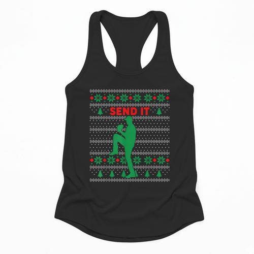Baseball Player Christmas Pajama Send It Xmas PJs Boys Flowy Tank - Sportilla