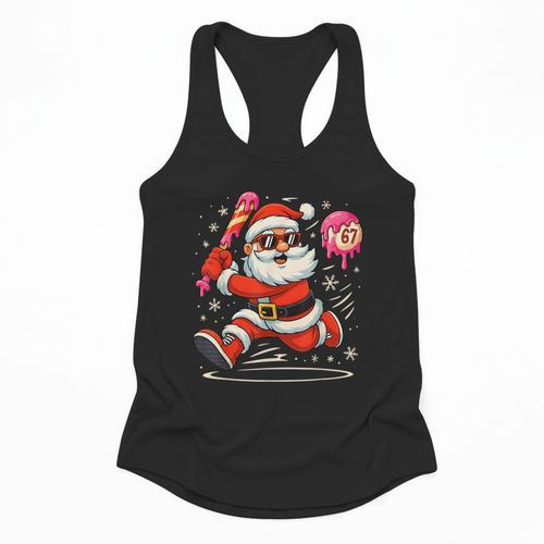 Baseball Santa 67 Baseball Christmas Pajamas Xmas Men Boy 67 Flowy Tank - Sportilla