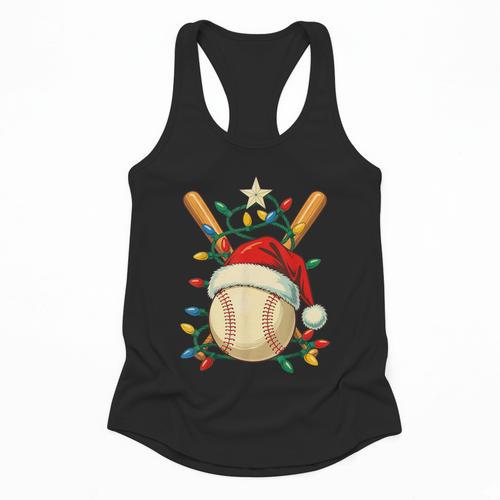 Baseball Santa Christmas Ball Baseball Lover Player Boys Flowy Tank - Sportilla