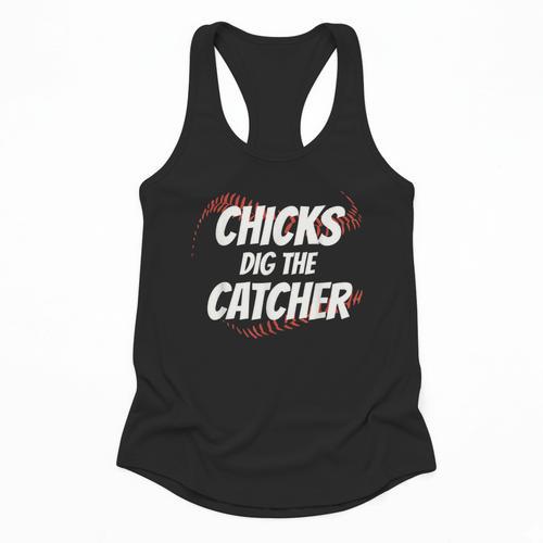 Baseball Seams Chicks Dig The Catcher Flowy Tank - Sportilla