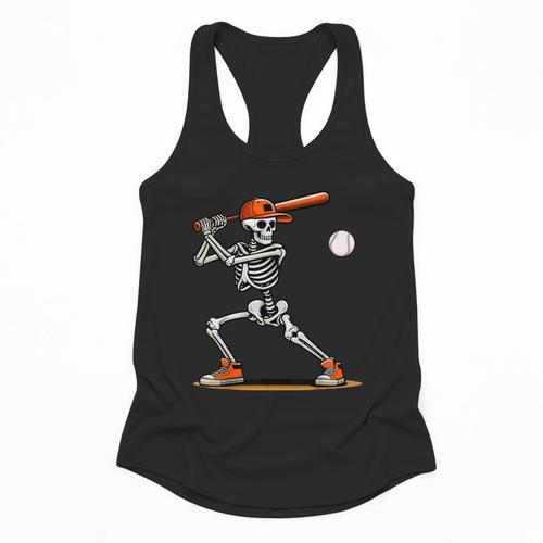 Baseball Skeleton Spooky Boys Halloween Baseball Player Flowy Tank - Sportilla