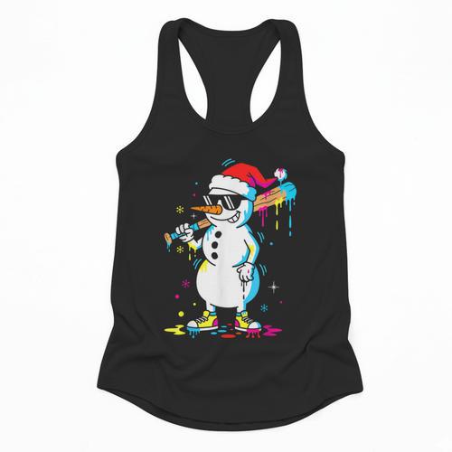 Baseball Snowman Drip Cool Christmas Men Boys Girls Flowy Tank - Sportilla