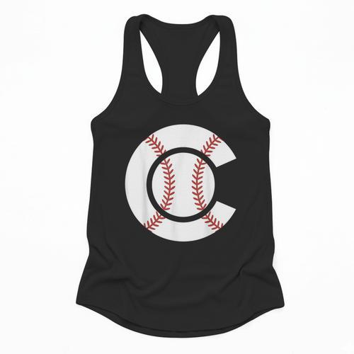Baseball Sport Player Graphic Monogram Initial Letter C Flowy Tank - Sportilla