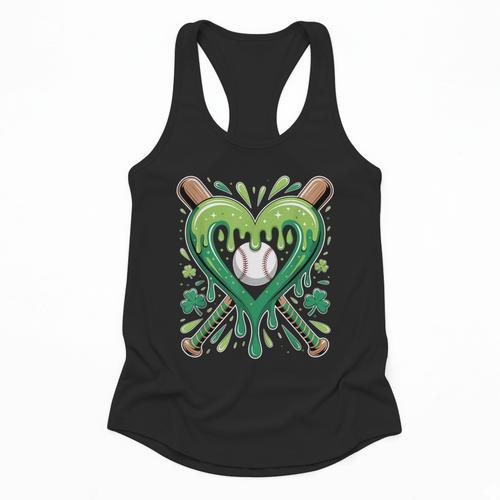 Baseball St Patricks Day Boys Girls Men Women Shamrock Green Flowy Tank - Sportilla