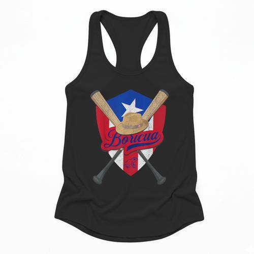 Boricua Puerto Rico Baseball Coqui Frog Pava Hat Fan Flowy Tank - Sportilla