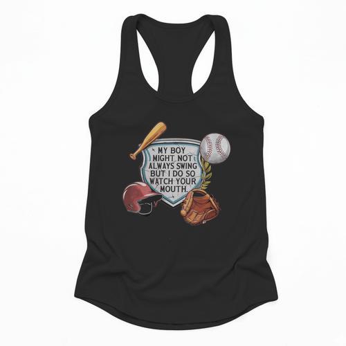 My Boy Might Not Always Swing Baseball Mom Flowy Tank - Sportilla