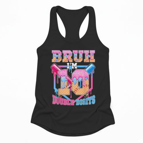 Boys 10 Double Digits 10th Birthday Ice Cream Baseball Drip Flowy Tank - Sportilla