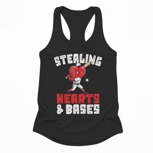 Boys Baseball Valentines Shirt Sterling Hearts Baseball Flowy Tank - Sportilla