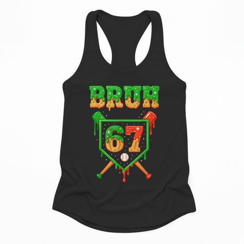 Bruh 67 Baseball Christmas Gingerbread Drip Number 67 Player Flowy Tank - Sportilla