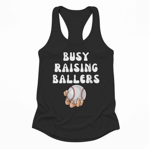 Busy Raising Ballers Baseball Mom Groovy Mother Day Flowy Tank - Sportilla