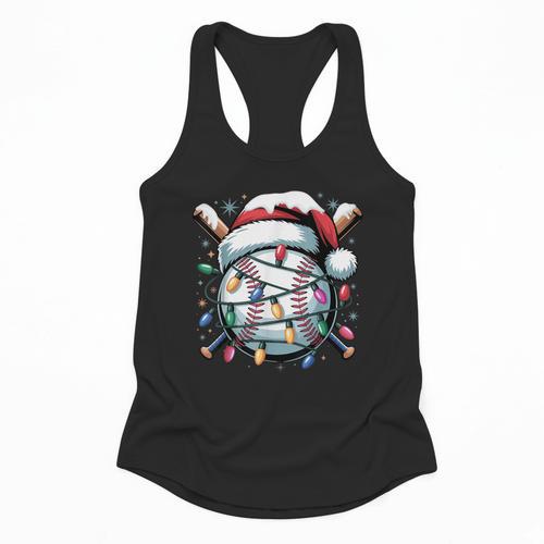 Christmas Baseball Boy Youth Kid Men Santa Hat Xmas Baseball Flowy Tank - Sportilla