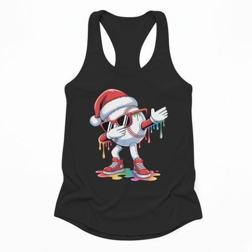 Christmas Baseball Ice Cream Dripping Santa Baseball Drip Flowy Tank - Sportilla